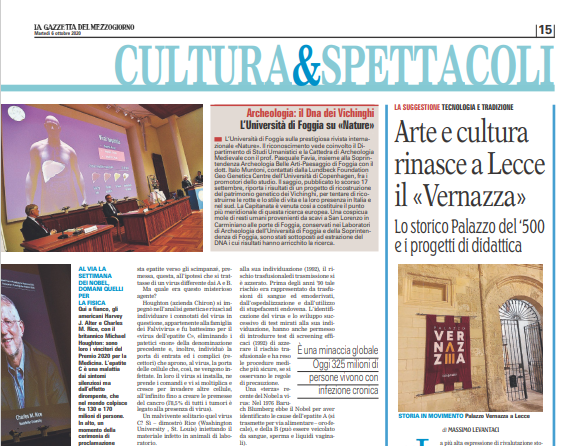 Arte e cultura rinasce a Lecce il «Vernazza». Dalla Gazzetta del Mezzogiorno del 05.10.2020